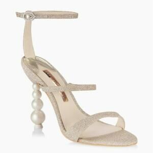 Sophia Webster Rosalind Pearl Glitter Sculptured Heel Sandals Champagne 36.5